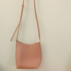 Vegan Leather Crossbody Bucket Bag Pink Shoulder Sling‎ Adjustable SAMARA